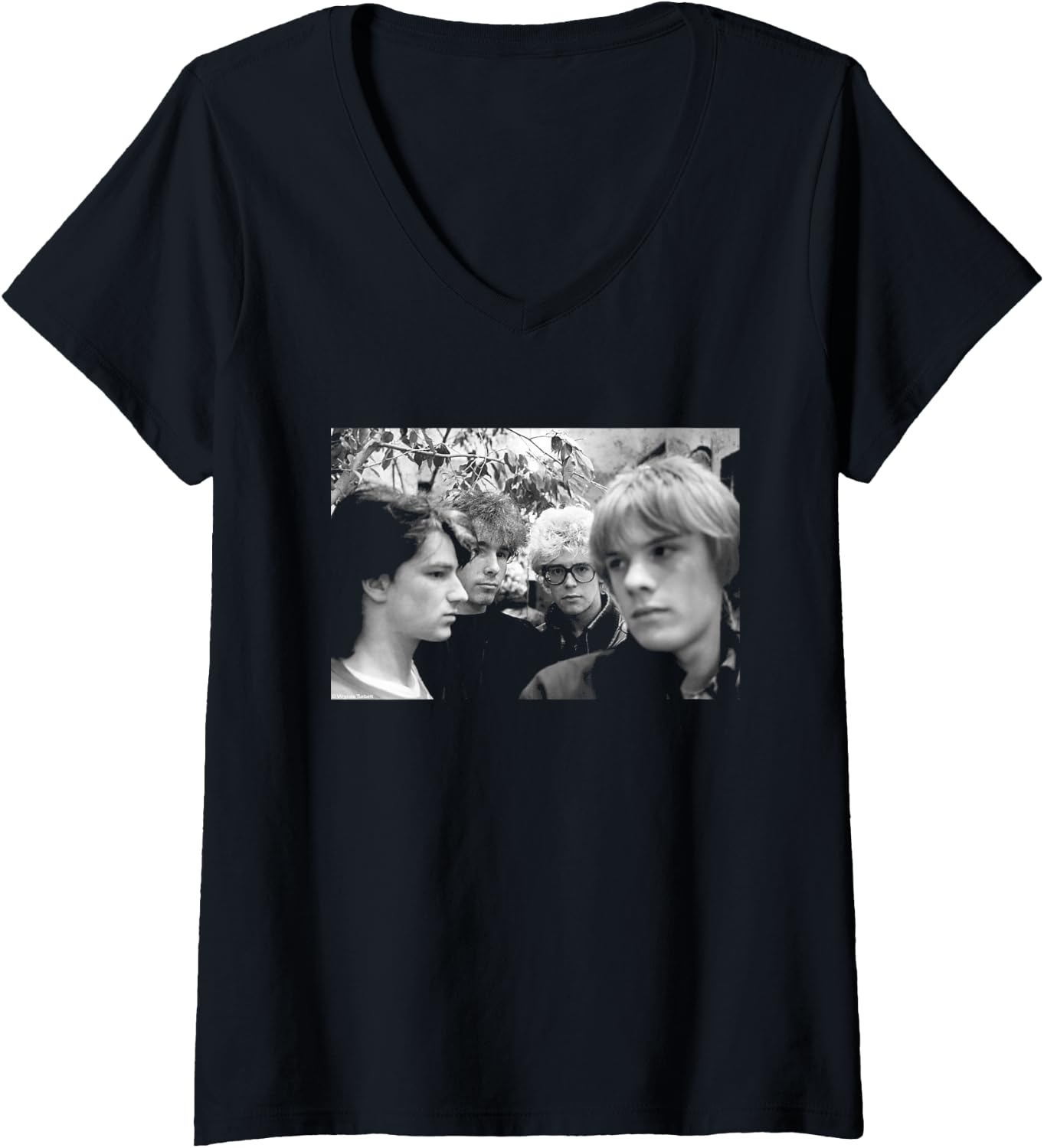 Womens U2 Band Portrait Holland Boy Tour 1980 By Virginia Turbett V-Neck T-Shirt M