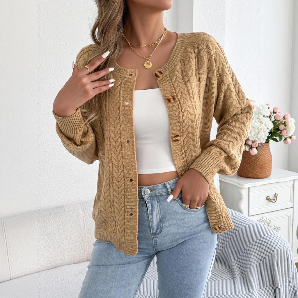 Women's Button-Up Cardigan, Long Sleeve, Color, Short Length