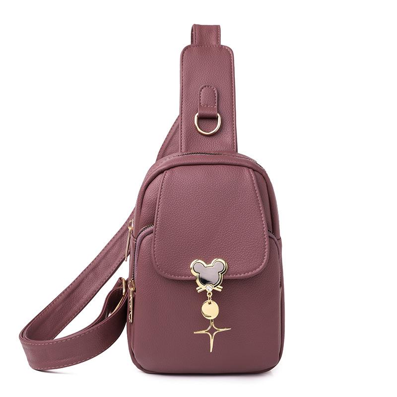 New Trendy and Fashionable Women's Breast Bag Soft Leather Crossbody Bag Simple Large Capacity Backpack Mobile Phone Bag