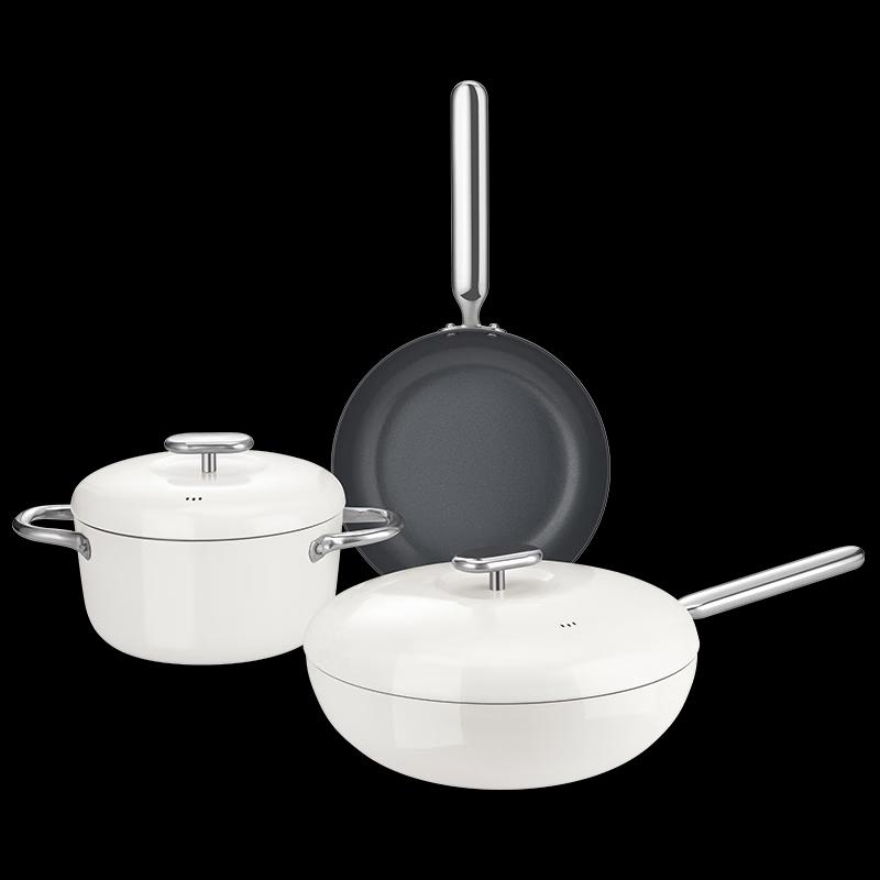 Deslon Xiaoman Series 3-Piece Titanium Ceramic Non-Stick Cookware Set