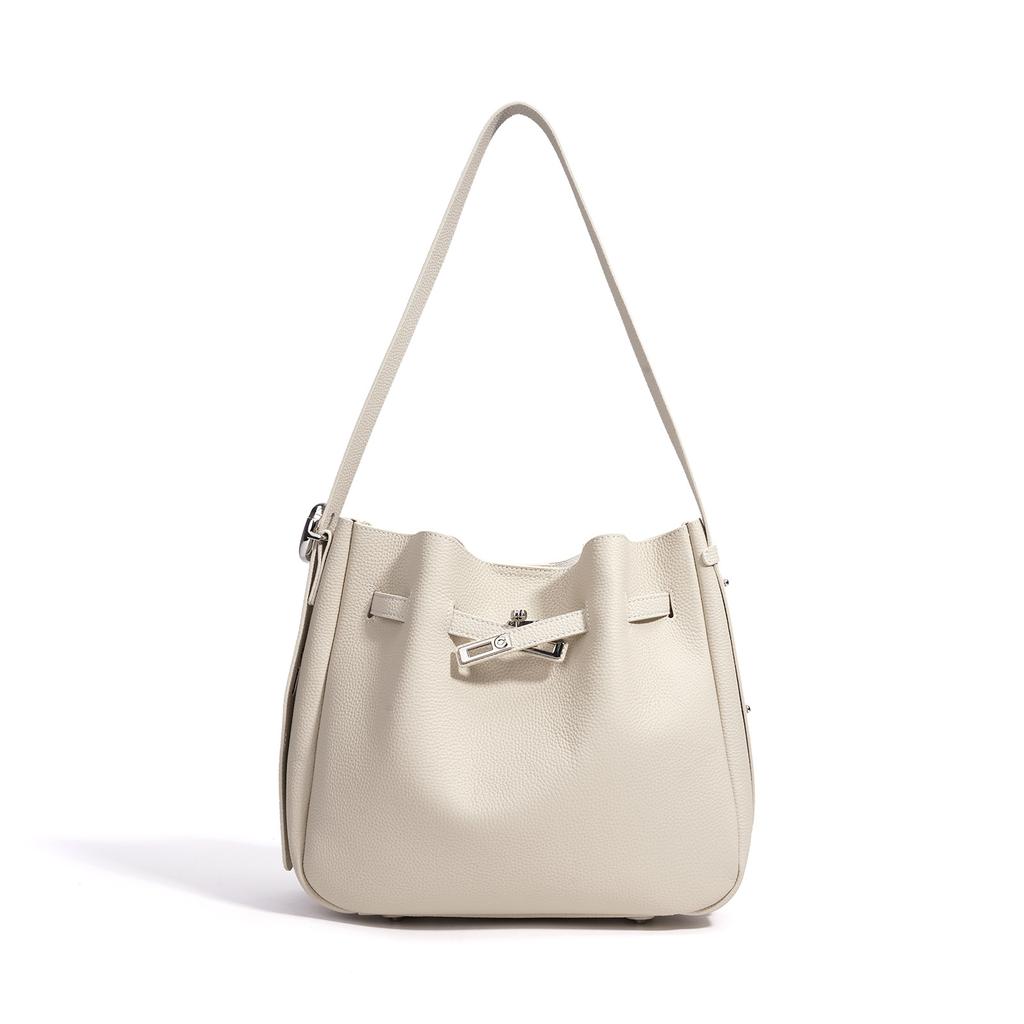First layer bucket bag, early spring leather commuter bag, Kelly bag, mother and child bag, retro shoulder oblique span bag, leisure bag.