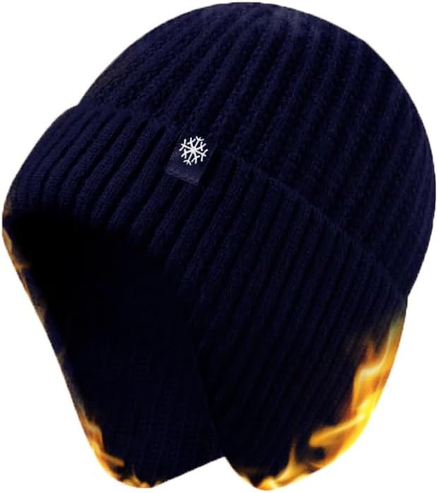 

Уличная зимняя вязаная шапка для мужчин и женщин, плюшевые теплые наушники, повседневная модная лыжная шапка, велосипедная шапка для защиты ушей темно-синий