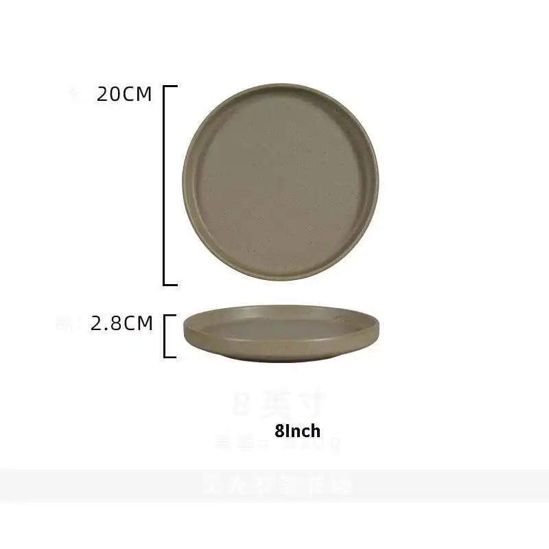 Japanese Ceramic Dinner Plate Steak Food Tray Tableware Straight Edge Flat Plate Salad Pasta Dish Dinnerware