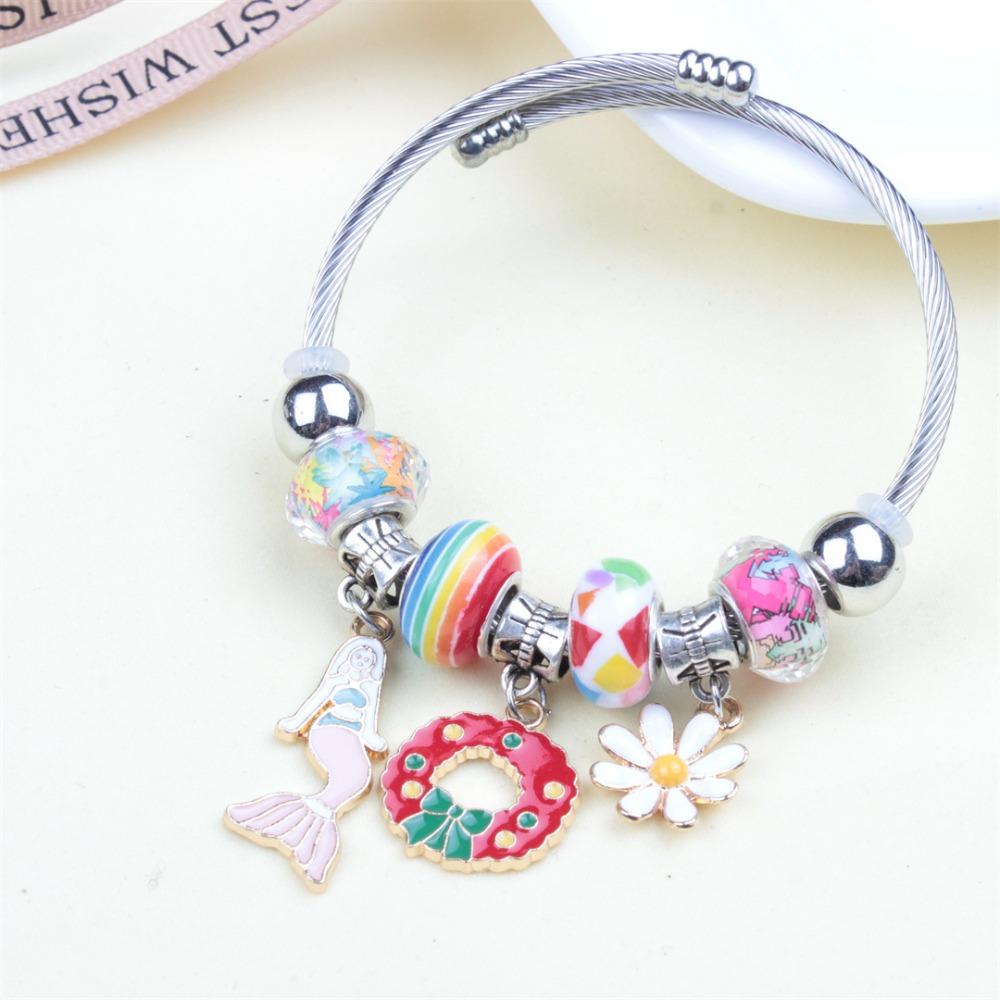 Beaded Bracelet Bangle Multi Element Stainless Steel Copper Alloy Open Spring Snake Bone Chain