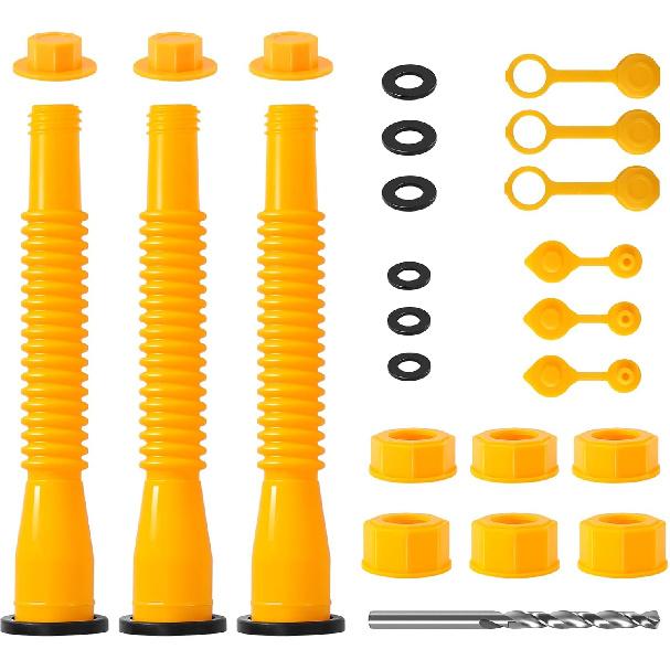 3KIT Замена носика для канистры, Непроливаемая конструкция, Насадка для канистры с гибким носиком, Подходит для БОЛЬШИНСТВА 1/2/5/10 галлоновых канистр, Носики для канистр старого образца, Вентиль