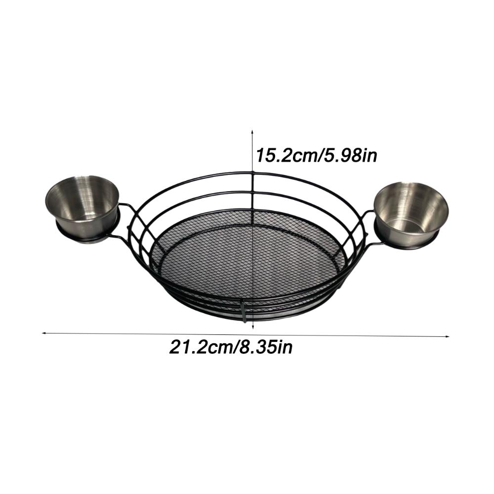 

New Reusable Fast Food Baskets with Dipping Sauce Bowls Portable Fries Holder Baskets Multi-Functional Serving Tray Food Serving