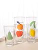 Cute Fruit Glass for Home, Small, Fresh, Transparent, Thickening Drinking Cup, Milk, Coffee, Juice Drink Glass, Commercial Round