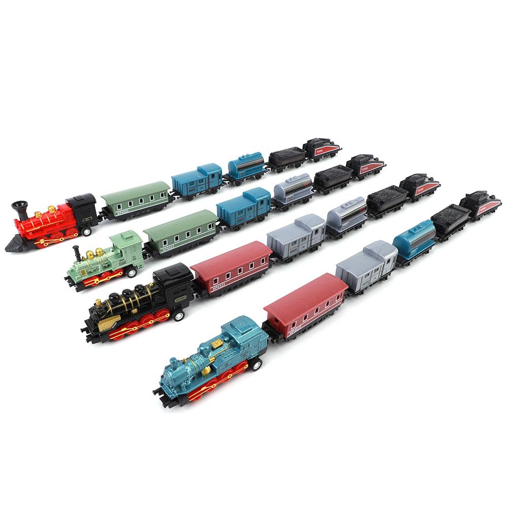 4 Sets Trains Toy Pull Back Steam Trains Model Set Assorted S for Children( Model)