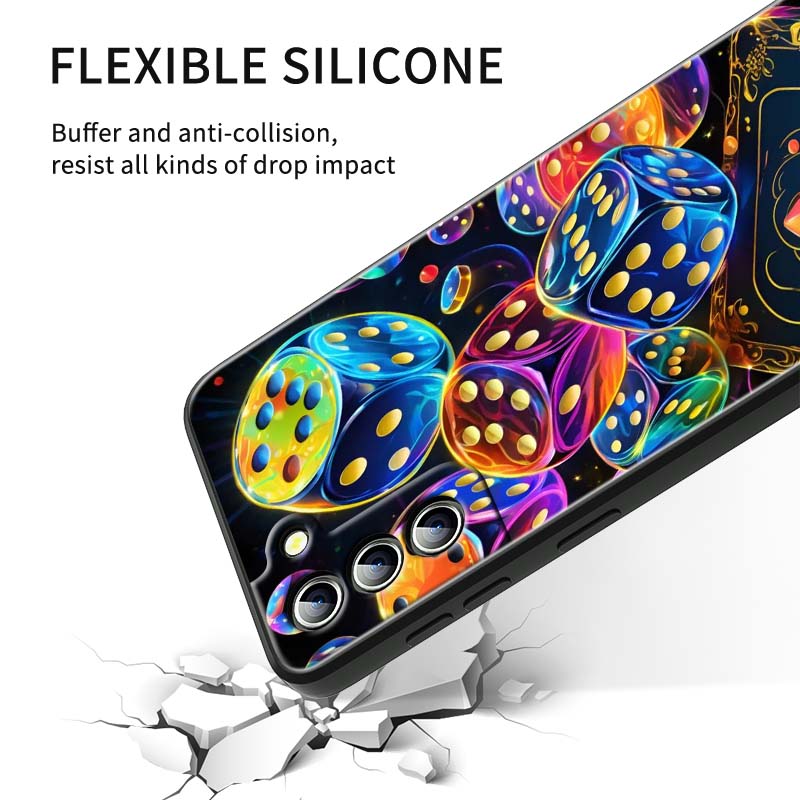 Creative poker card patterns Phone Case For Samsung Galaxy S26 S25 S24 S23 S22 S21 S20 Ultra Plus FE 5G Black Soft TPU