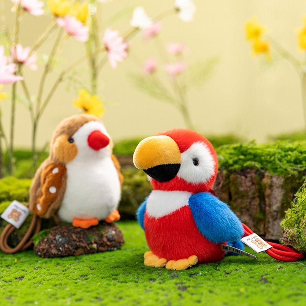 Simulation Bird Doll Pendant Cute Animal Furry Birds Keyrings Bird Plush Keychain  Bag Pendant