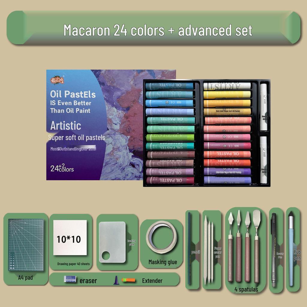 48-Color Super Soft Oil Pastels Set with Scraper - Child's Painting Kit