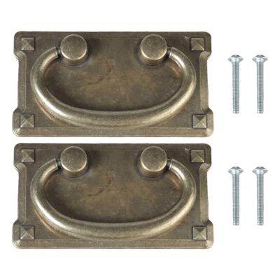 2Pcs Zinc Alloy Cabinet Knob Drawer Rings Pulls Vintage Furniture Decorative Handle for Dresser Kitchen Cupboard Door