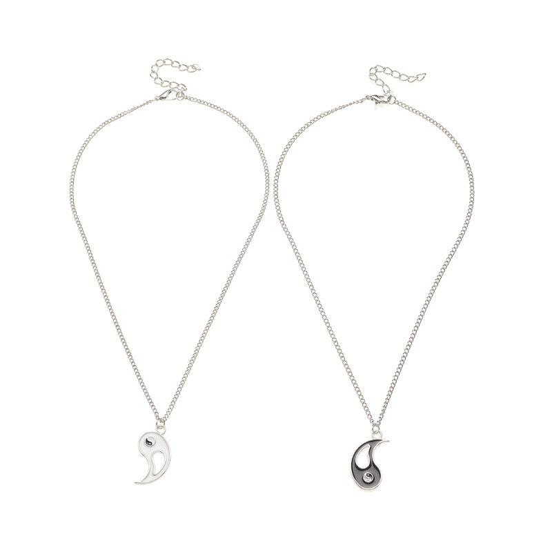 Fashion Accessories, Personalized Hollow Painting Oil Tai Chi Gossip Yin and Yang Pendant Necklace Collarbone Chain