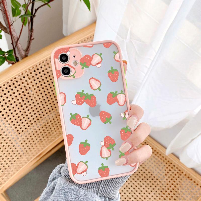 Sommer-Frucht-Handyhülle für iPhone X XR XS MAX 13 12 11 14 15 Pro Max Erdbeere für iPhone 7 8 Plus SE2020 Stoßfeste Hüllen