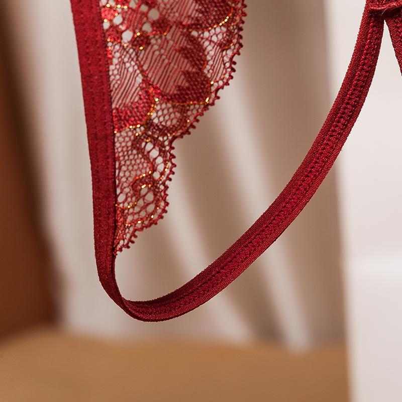 Dámské spodní prádlo Sexy Lingerie Tanga a G-string Krajkové kalhotky T-back Bezešvá tanga G-string Černá Červená