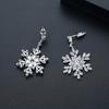 Silver Christmas Snowflakes Earrings Light Luxury Zircon Dangle Earrings  Women