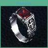 Cool Fashion Vintage Red Onyx Thor Men's Stainless Steel Ring With Gothic Style