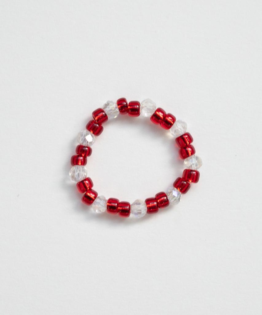 Merrymotive Red Bead And Crystal Ring
