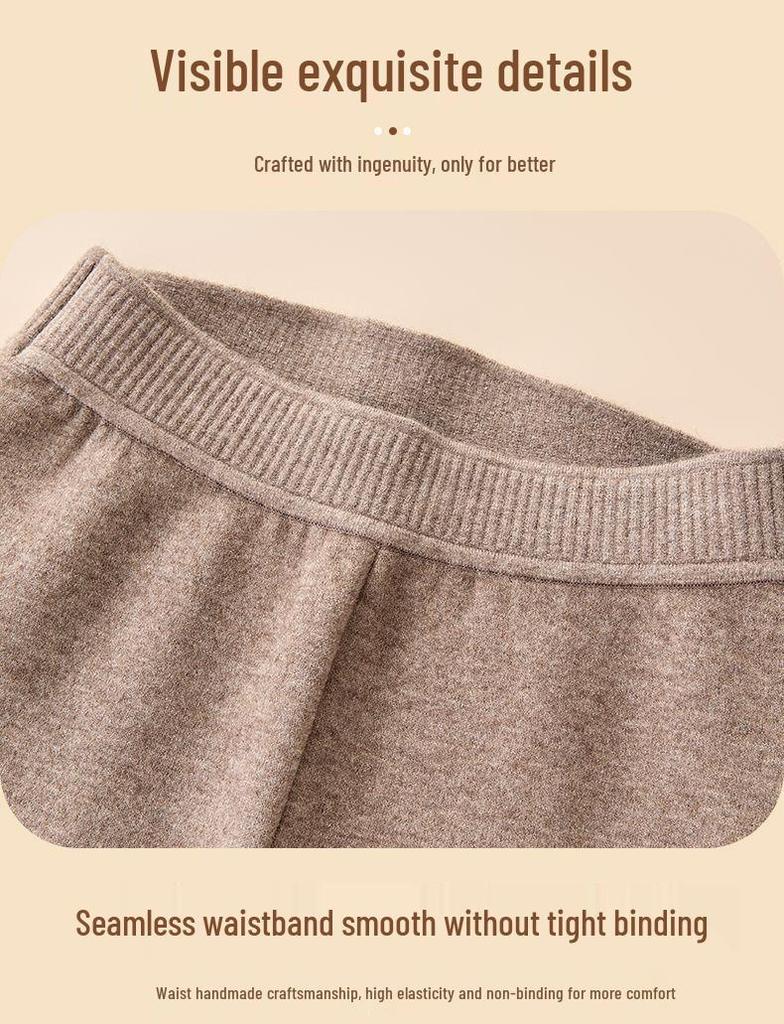 Unisex Thick Fleece-Lined Wool Pants: Warm, Slimming Base Layer with Cashmere for Winter