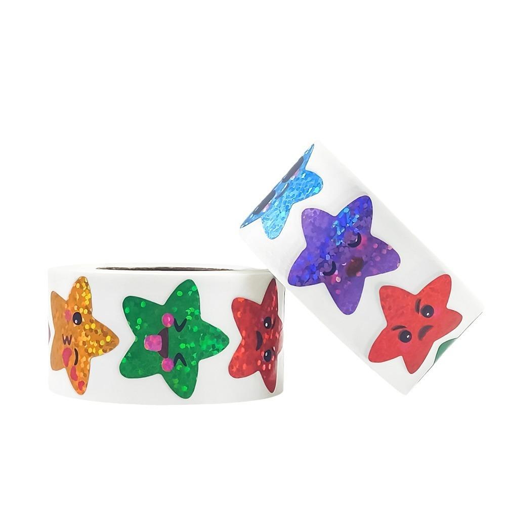 100-500PCS New Star Stickers Cartoon Stickers Small Packaging Roll Pack Rolling Stickers Thank You Lables