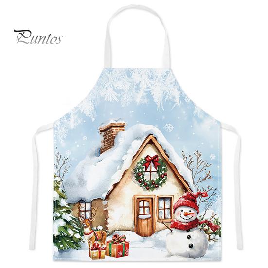 Waterproof Oil Proof Grill Apron Christmas Apron, Santa Claus/Elk/Gingerbread Man/Snowman Print Cooking Bib, Theme Baking Uniform Non-woven