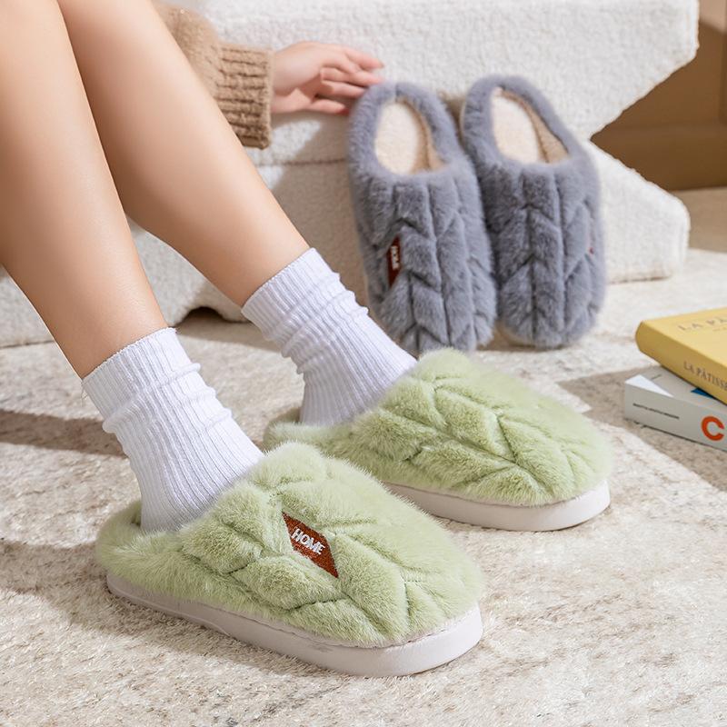 Autumn and winter rebound cotton slippers thick bottom velvet warm indoor home hotel couple hair slippers