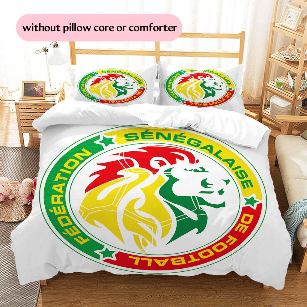 Senegal football Pattern Bedding Home Decoration Birthday Gift (1 * duvet cover + 2 * pillowcase, without core),fan merchandise.