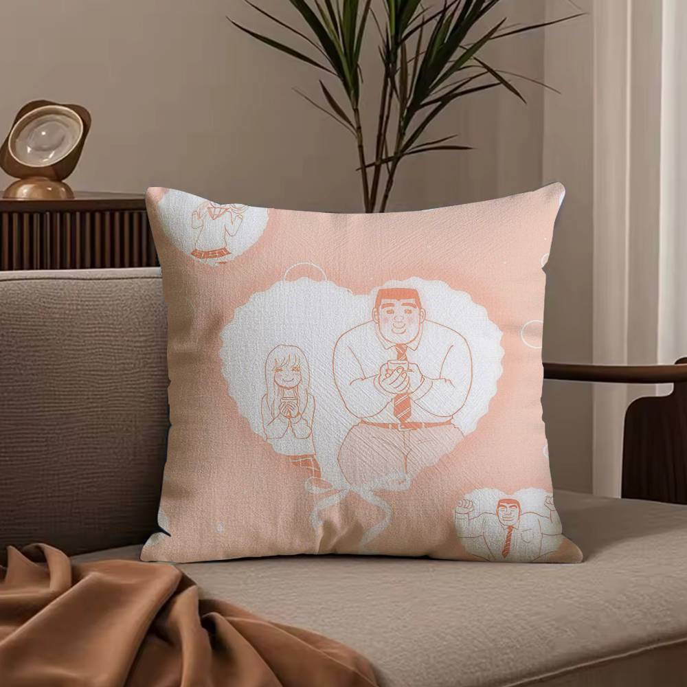 Anime M-My L-Love Story Pillow Case Anti-dustmite Pillowcase Invisible Zipper Silky Short Plush Sofa Cushion Cover