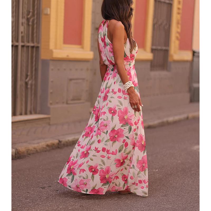 Elegante Vestito da Donna Stampato Moda Estiva Senza Maniche Lungo 2026 Nuovo
