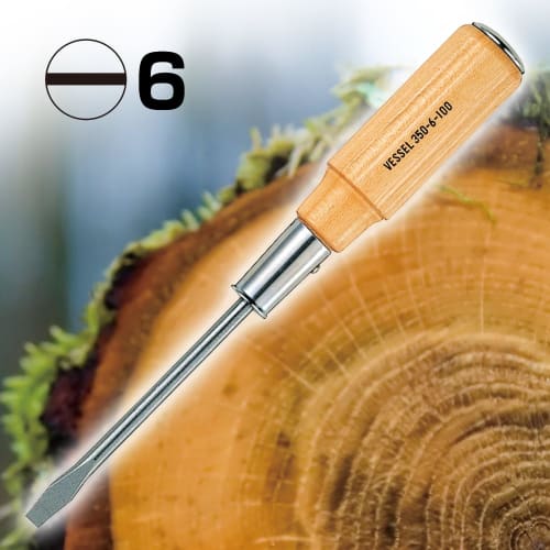 VESSEL Wooden Handle Penetrating Screwdriver -6 x 100 350