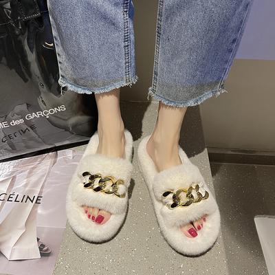 Thick Bottom Cotton Slippers Women's 2026 Autumn/Winter New Style Korean Outerwear Crossbody Slippers Home Use Cotton Slippers