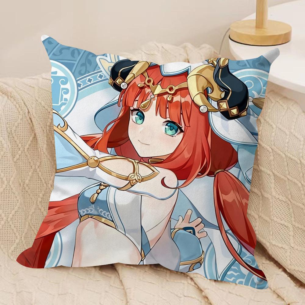 

Nilou cute genshin impact Cushion Cover Silky Short Plush Invisible Zipper Dustproof Sofa Pillow Case for Home Decor 30x30cm