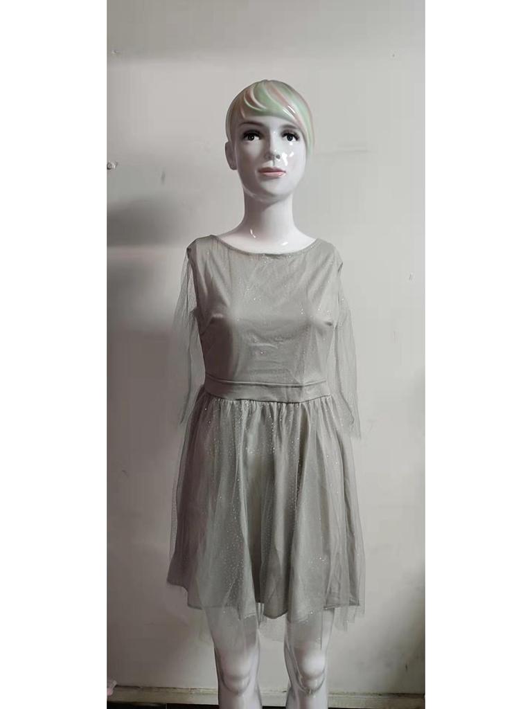 2025 Women's Plus Size High Waist Long Sleeve Evening Dress