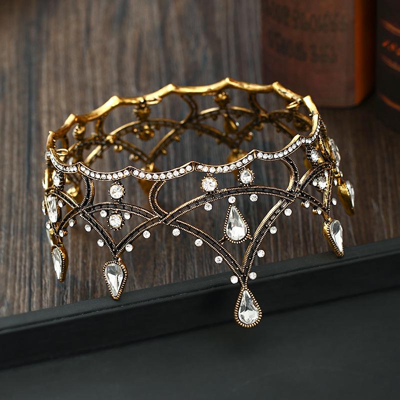 Tuanming Bridal Black Vintage Baroque Full Circle Crystal Tiara