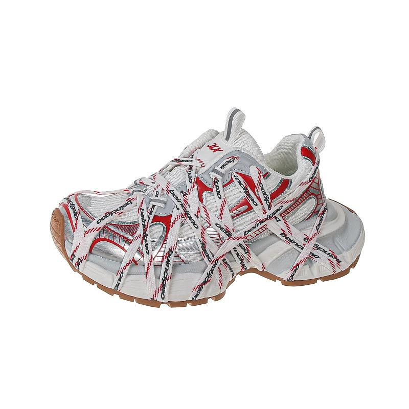 

2025 new paris dad shoes women s platform spider-man retro heightening old catwalk sports and leisure shoes women 35 красный