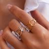 Stainless Steel Rings For Women Hollow Heart Open Rings 18K Gold Plated Finger Rings Wedding Party Zircon Gifts For Her 2026