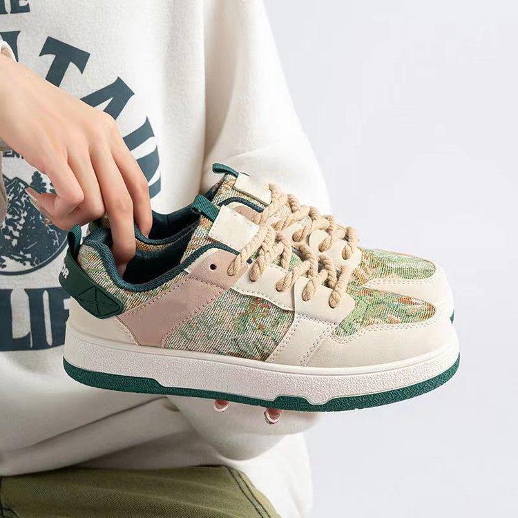 

Винтажные туфли для скейтборда, женские осенние новые розовые, зеленые, резиновые, с мягкой подошвой, одинаковые по цвету повседневные женские кроссовки, детские смешанные партии 40