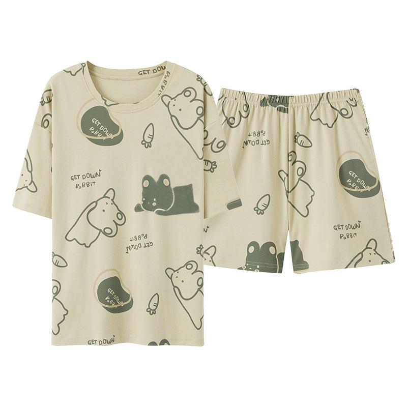 Women's Summer Cartoon Pajama Set - Cute Short Sleeve and Shorts, Plus Size, Lightweight Home or Outdoor Wear