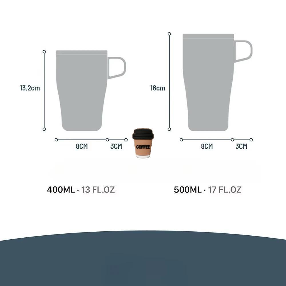 Tyeso 500ML Thermoses Insulated Coffee with Handle Portable Thermal Travel Mug for Hot Cold Drinks Outdoor Vacuum Office Home with Coffee Sticker