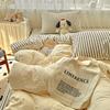 Striped Bedding Set Korean Style Duvet Cover Set Flat Sheets Set Single Twin Double Size Bed Linen Set Back To School Season