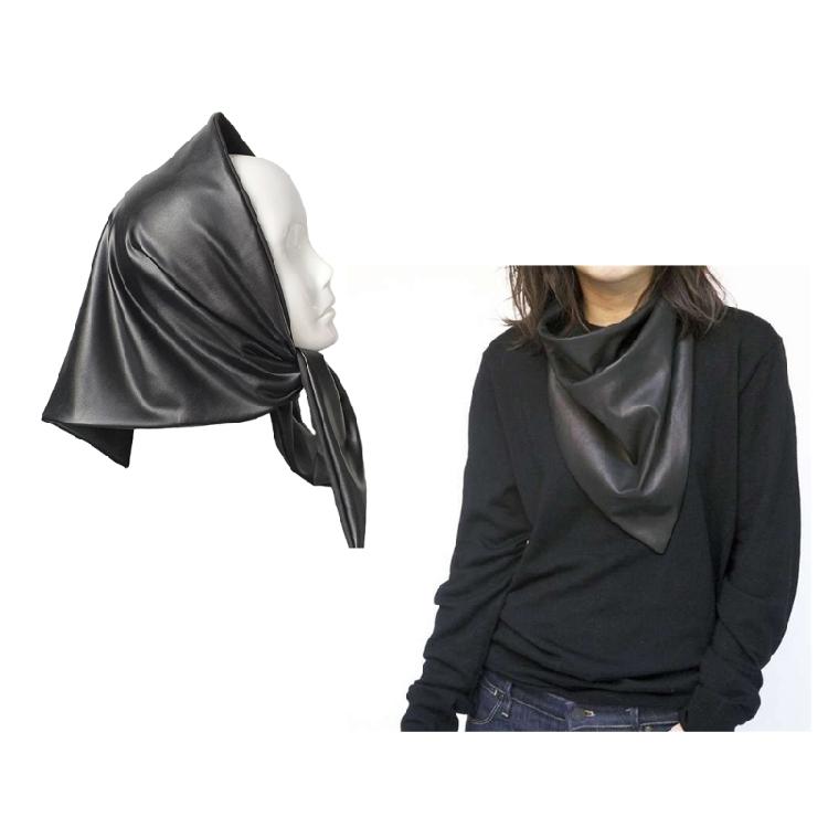 Faux Leather Triangular Scarf Women Headscarf Windproof Scarf Headwraps Bandana