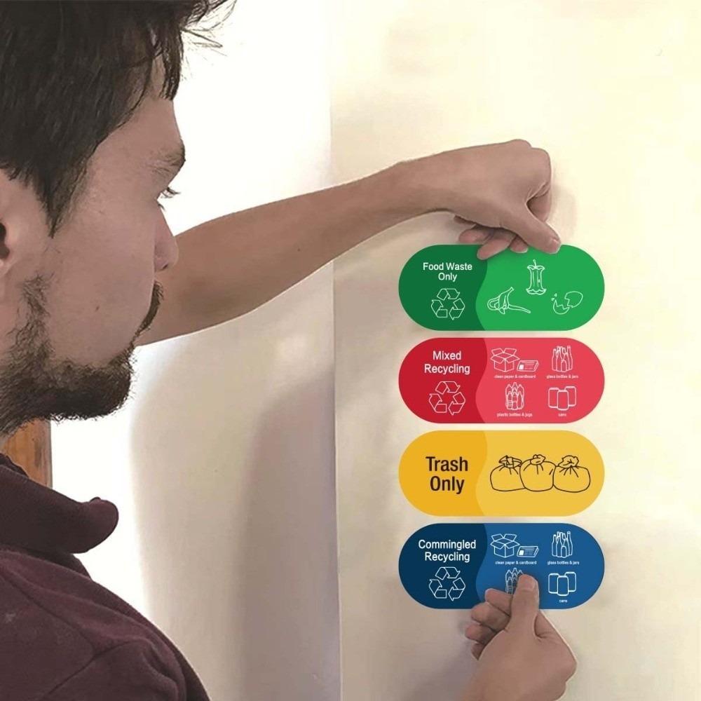 Naklejka na kosz do segregacji śmieci Wodoodporna Samoprzylepna Naklejka Recykling Mieszany Naklejki z Logo Winylowe Naklejka na Kosz na Śmieci Etykieta