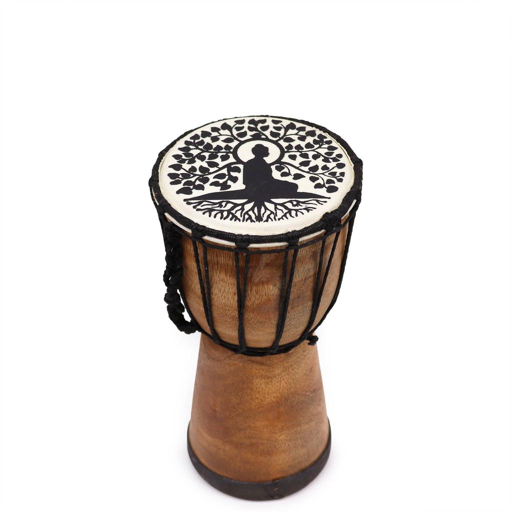 Djembe Drum Wide Top Buddha Design 13cm