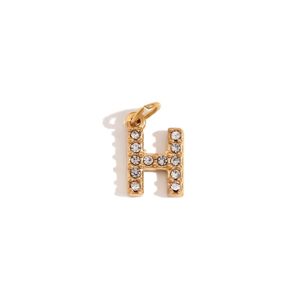 MamacitaSlay Cute Shiny Rhinestone Mini 26 Initial Letter DIY 316L Stainless Steel Charms Jewelry Accessories Round Chain Women