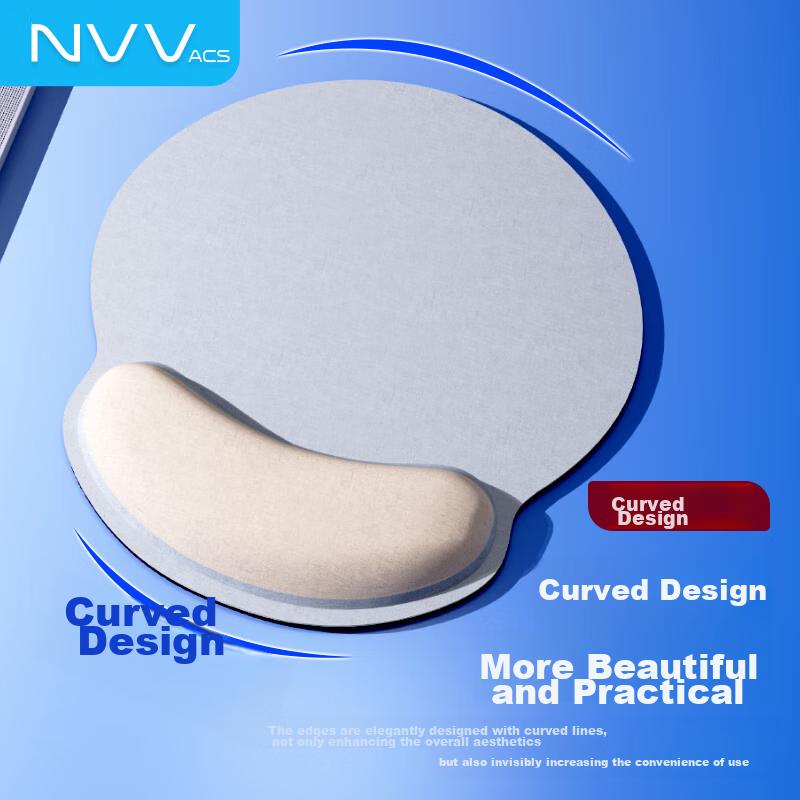 NVV Mouse Wrist Rest Pad, Wrist Support Handrest Mouse Pad, Memory Foam Non-Slip Integrated Office Typing Ergonomic Office Mouse Pad, M7 Silver Gray
