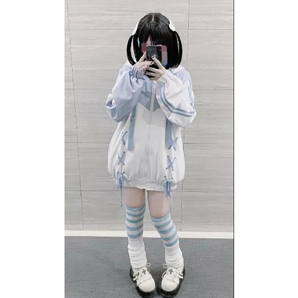 XHSUKADO Yami Kawaii Hoodie with Devil Heart and Ribbon This sweatshirt features a and subculture Perfect for and Available in light blue and Size