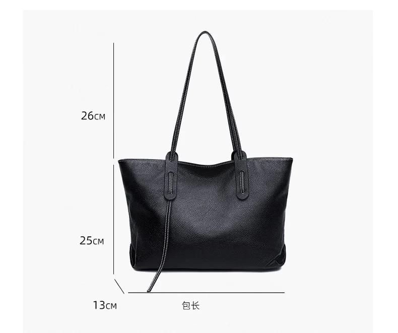 Genuine Leather Tassel Shoulder Bag for Women Large Capacity Commuter Handbag Luxury Big Tote Bag