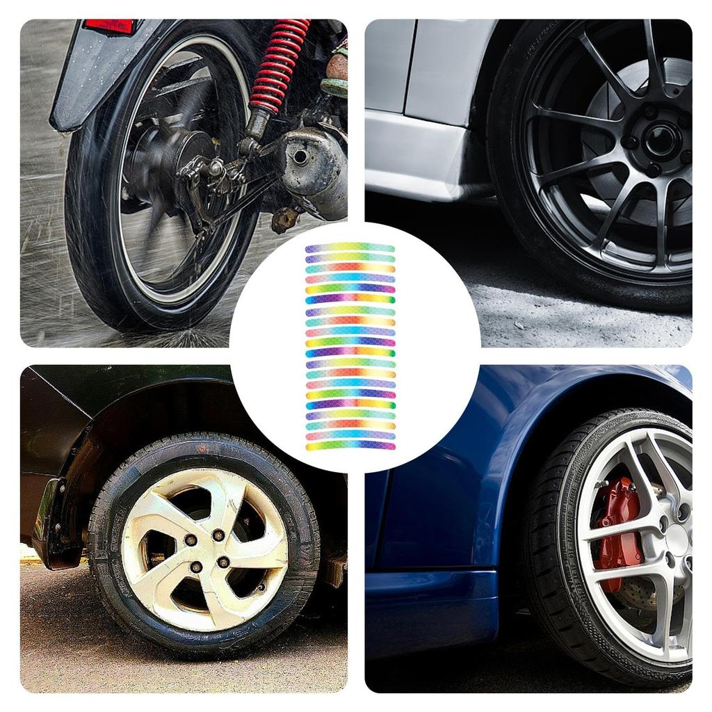 Reflective Car Decal, Tire Decal | 20 PCS PVC Reflective Tape Wheel Stickers, Car