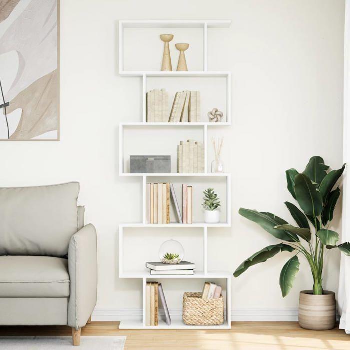 VidaXL 6-Tier Room Divider Shelf White 70x24x193 Cm, Shelf, Bookcase, Storage Shelf, 858084