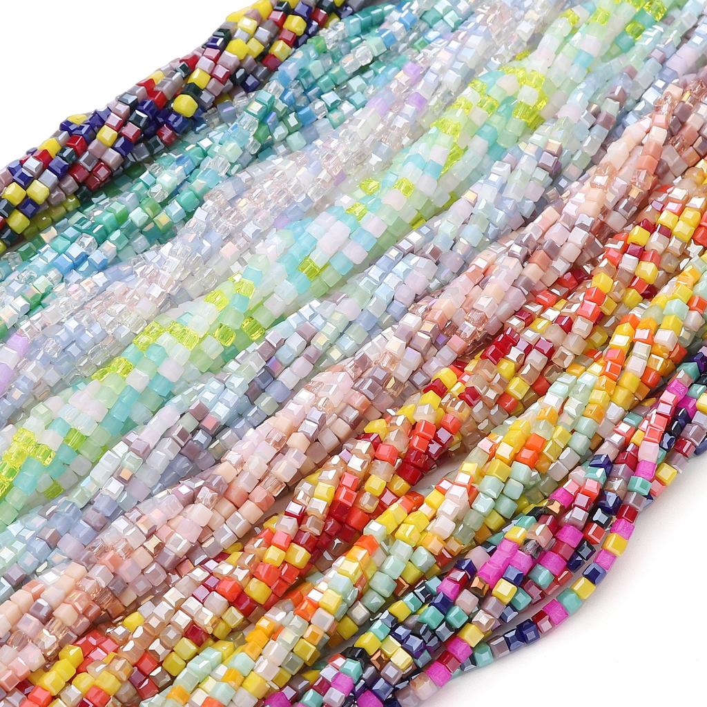 180Pcs Glass Surface Square Lnterval Bead For DIY Bracelets Necklaces Jewelry Making